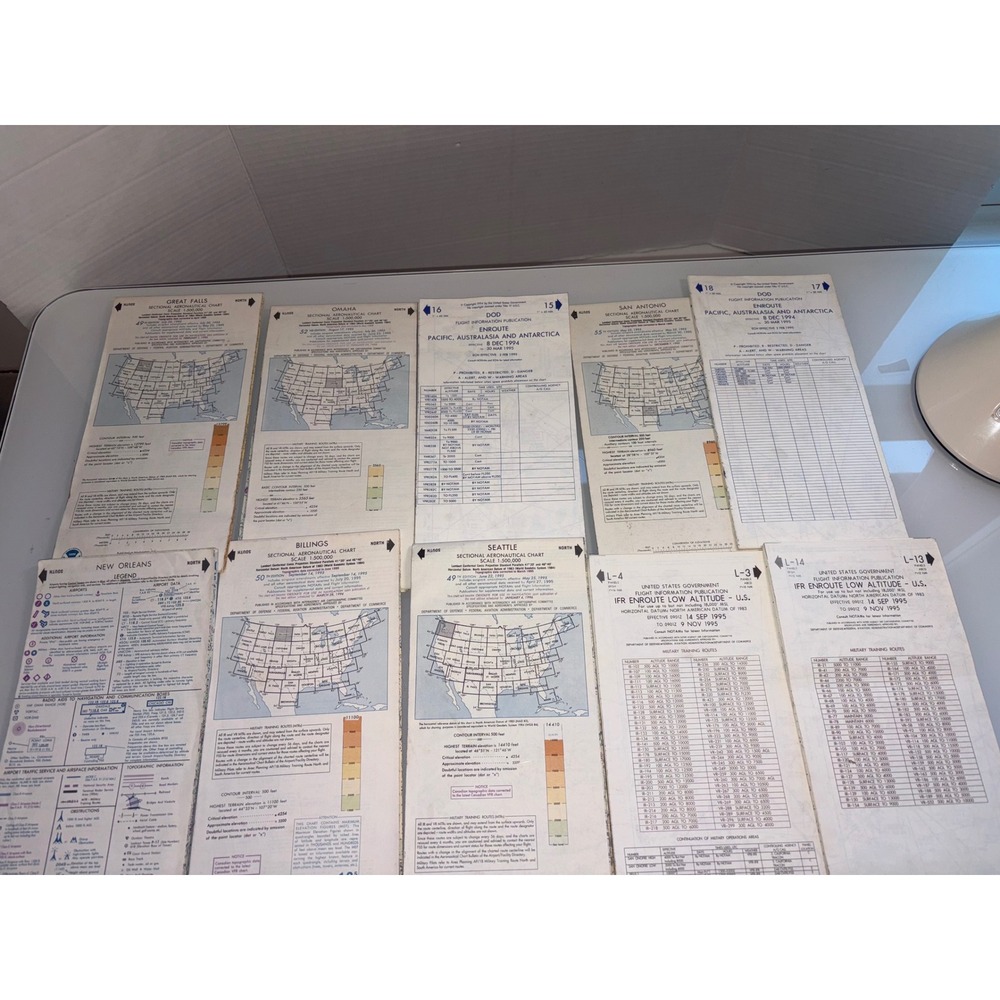 Vintage Aviation Maps & Sectional Aeronautical Charts Lot VFR IFR Charts